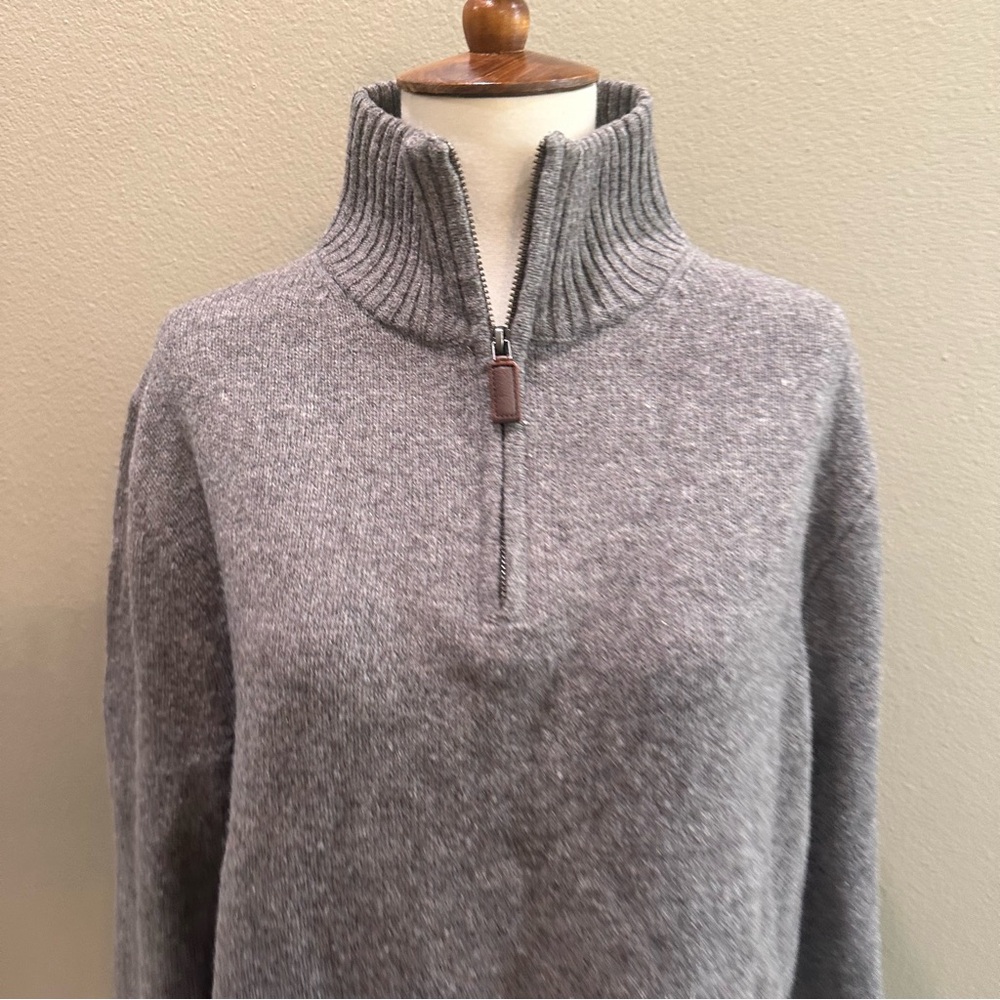 Gray Women's Sweater J Crew 100% Lambswool quarter zip Pull Over - Picture 7 of 13
